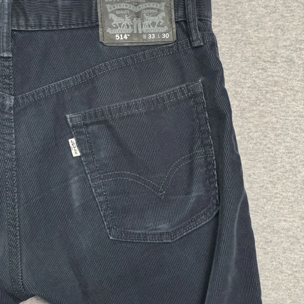 Levi's 514 Corduroy Pants Men's 33x30 Navy Blue‎ Straight Leg Y2K Dark Academia